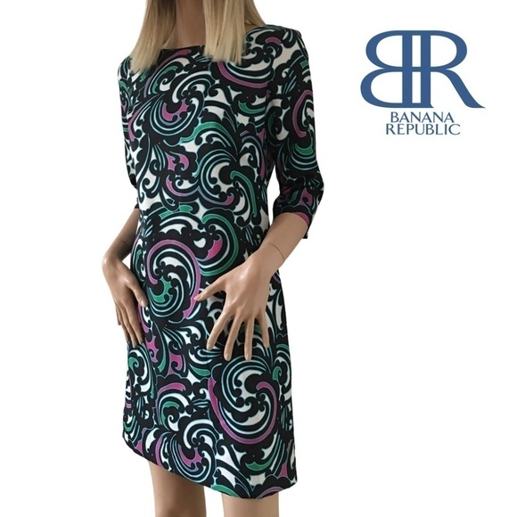 PRETTY Dress Enlarged Paisley Print Banana Republic - Picture 1 of 11